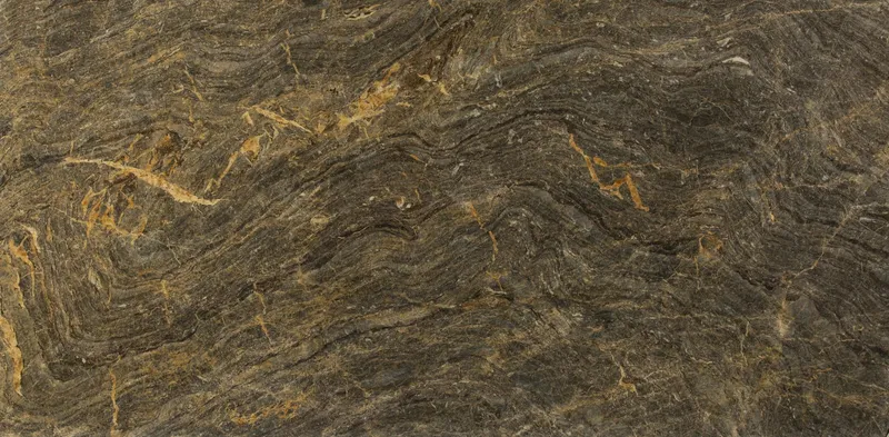 Storm Wave Yellow — Mermer, Koyu Kahve, Altın Damarlı